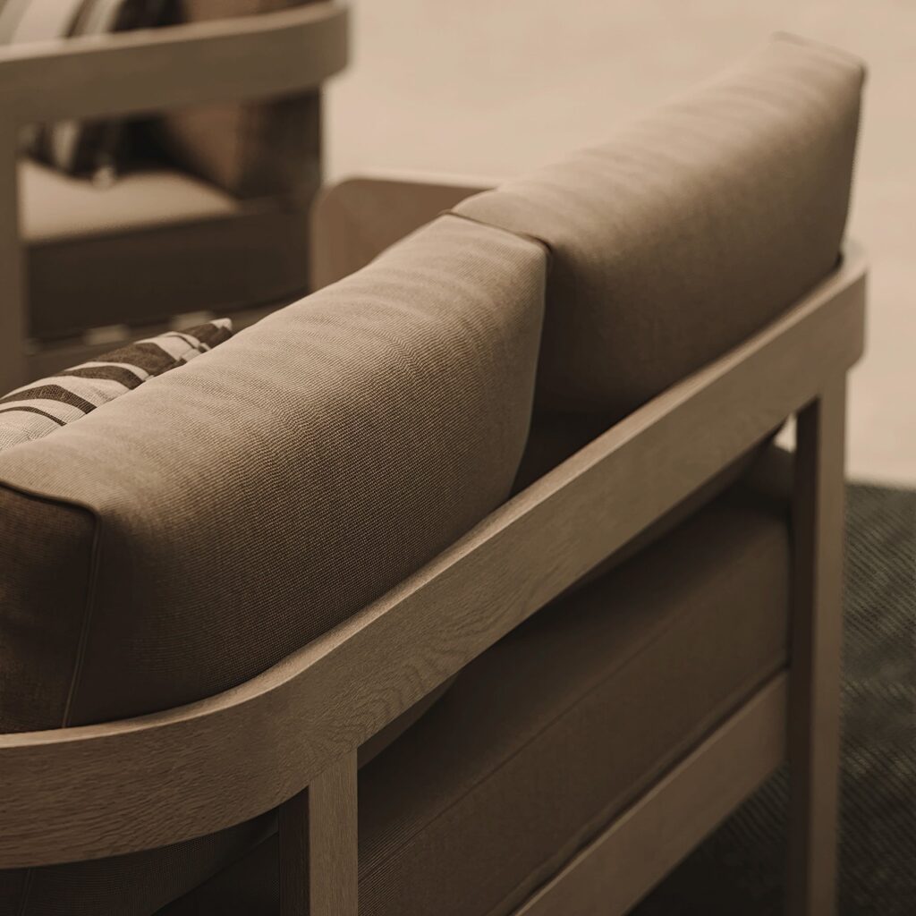 N3 Oak Three Seater Sofa – Wheat Canvas