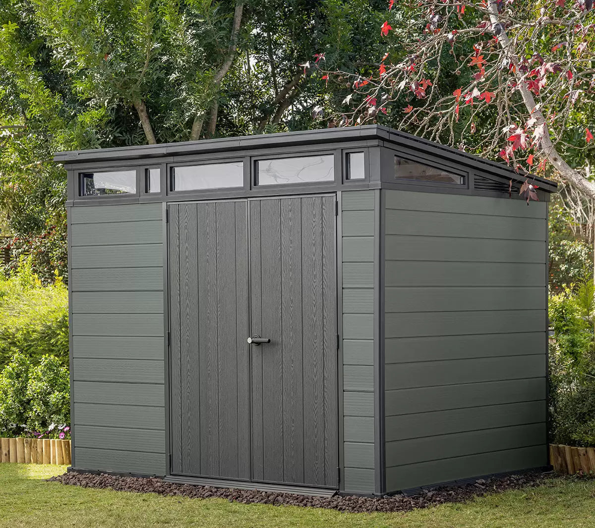 Keter 9×7 Cortina Heavy Duty Plastic Pent Shed – Dark Green