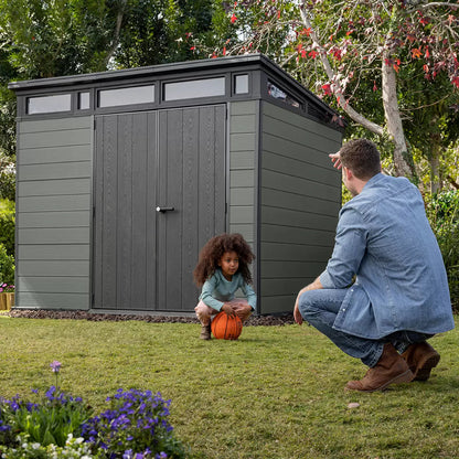 Keter 9×7 Cortina Heavy Duty Plastic Pent Shed – Dark Green