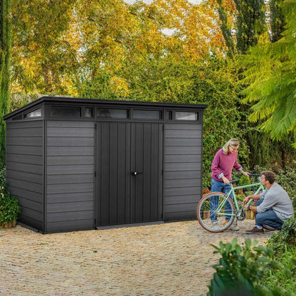 Keter 11x7 Cortina Heavy Duty Plastic Pent Shed – Dark Grey