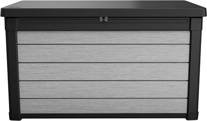Denali 100 Gallon Resin Large Deck Box – Grey / Black