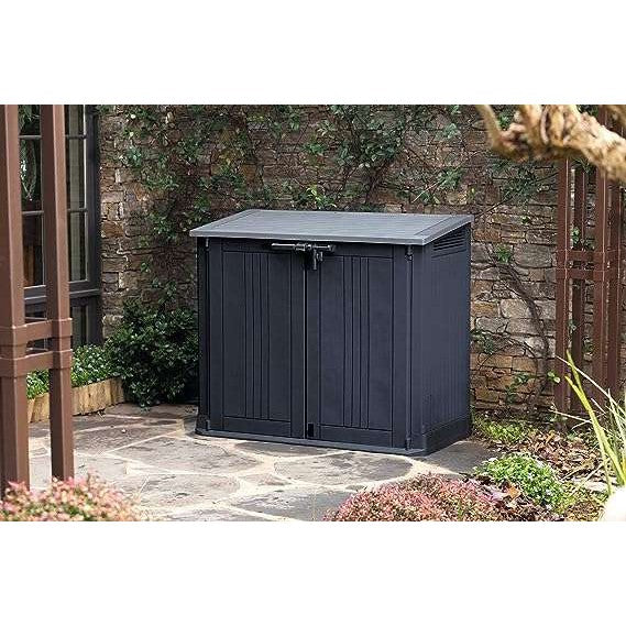 Keter Store It Out Nova 880L Storage Box with Pistons – Dark Grey with Light Grey Lid