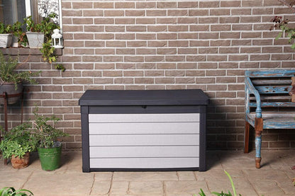 Denali 100 Gallon Resin Large Deck Box – Grey / Black