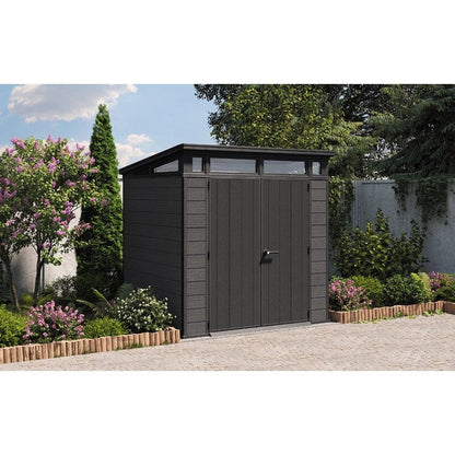 Keter 7×7 Cortina Heavy Duty Plastic Pent Shed – Dark Grey