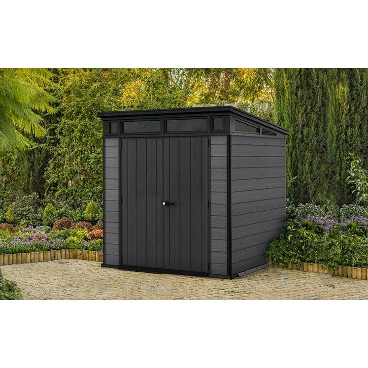 Keter 7×7 Cortina Heavy Duty Plastic Pent Shed – Dark Grey