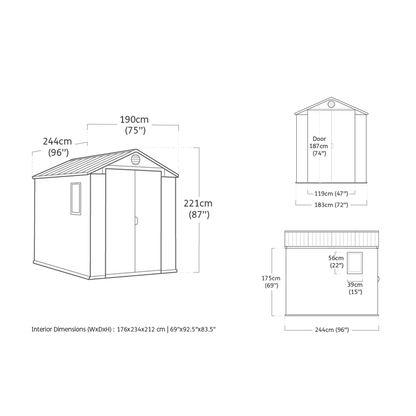 Keter 6×8 Darwin Heavy Duty Plastic Garden Shed – Green