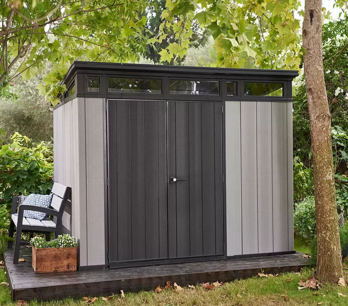 Keter 9×7 Artisan Heavy Duty Plastic Pent Shed – Grey