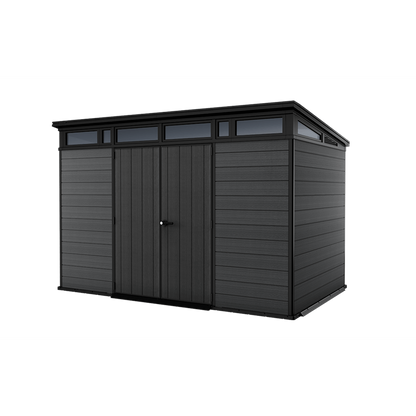 Keter 11x7 Cortina Heavy Duty Plastic Pent Shed – Dark Grey
