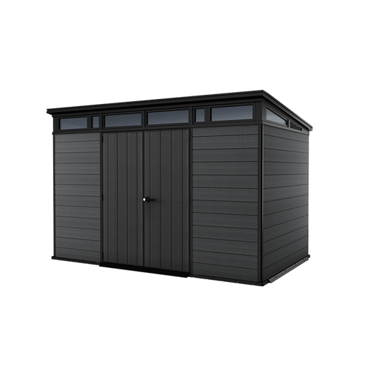 Keter 11x7 Cortina Heavy Duty Plastic Pent Shed – Dark Grey