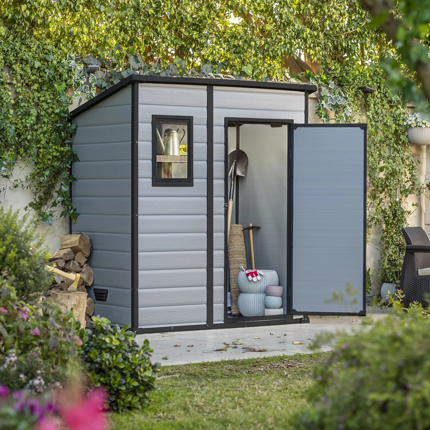 Klikstrom Senner 6×4 ft Pent Grey Shed with Floor & Window