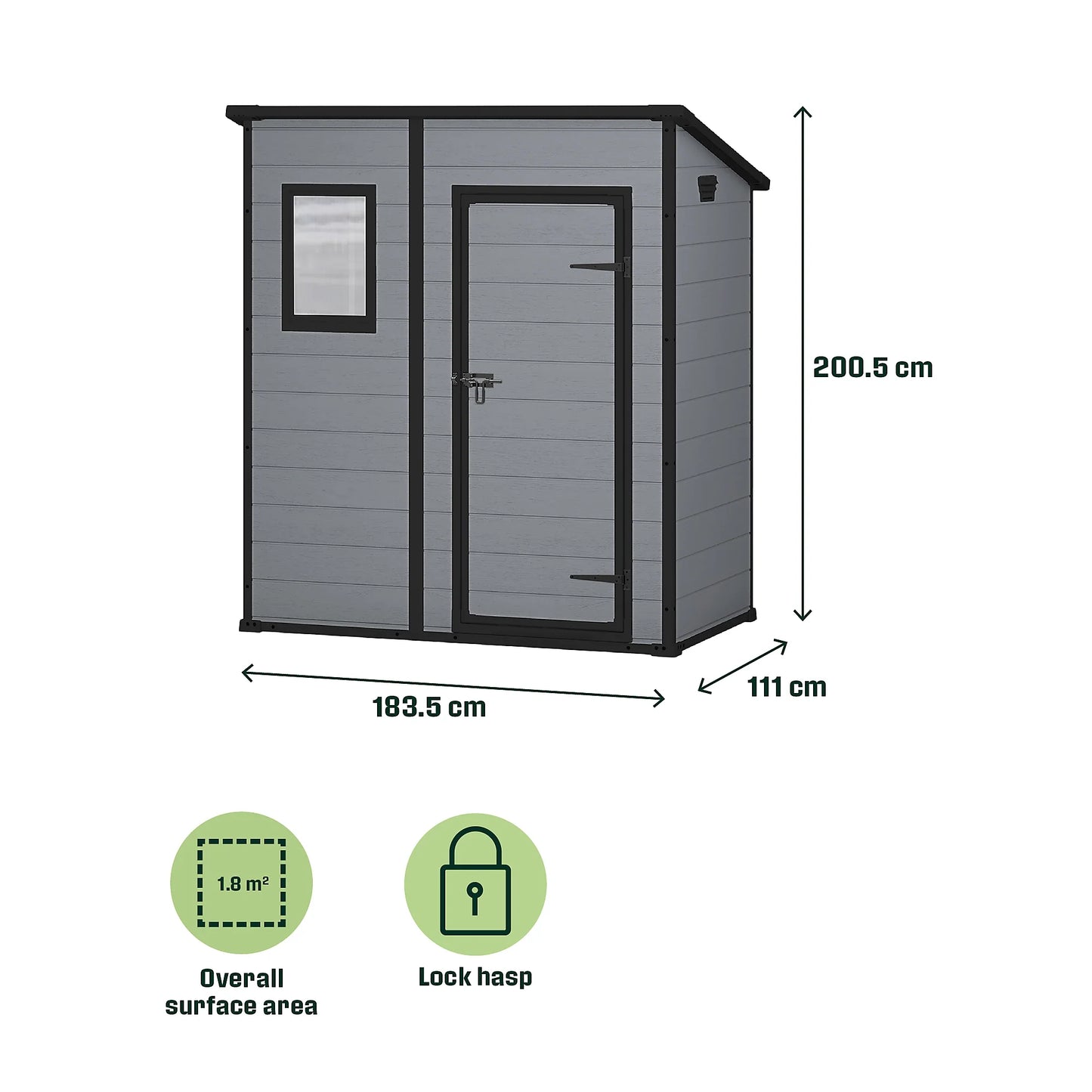 Klikstrom Senner 6×4 ft Pent Grey Shed with Floor & Window