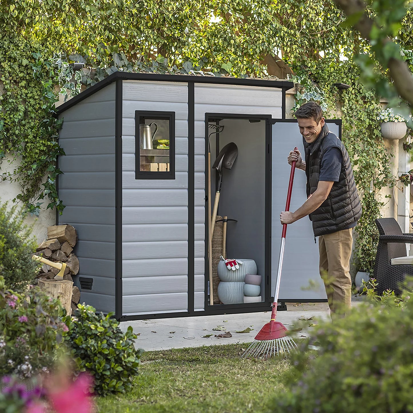 Klikstrom Senner 6×4 ft Pent Grey Shed with Floor & Window