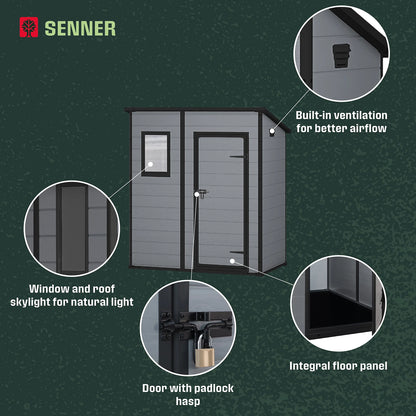 Klikstrom Senner 6×4 ft Pent Grey Shed with Floor & Window