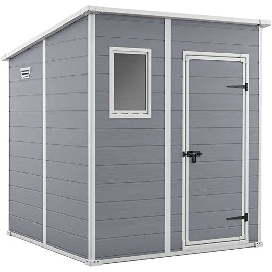 Keter 6×6 Manor Plastic Pent Garden Storage Shed – Grey