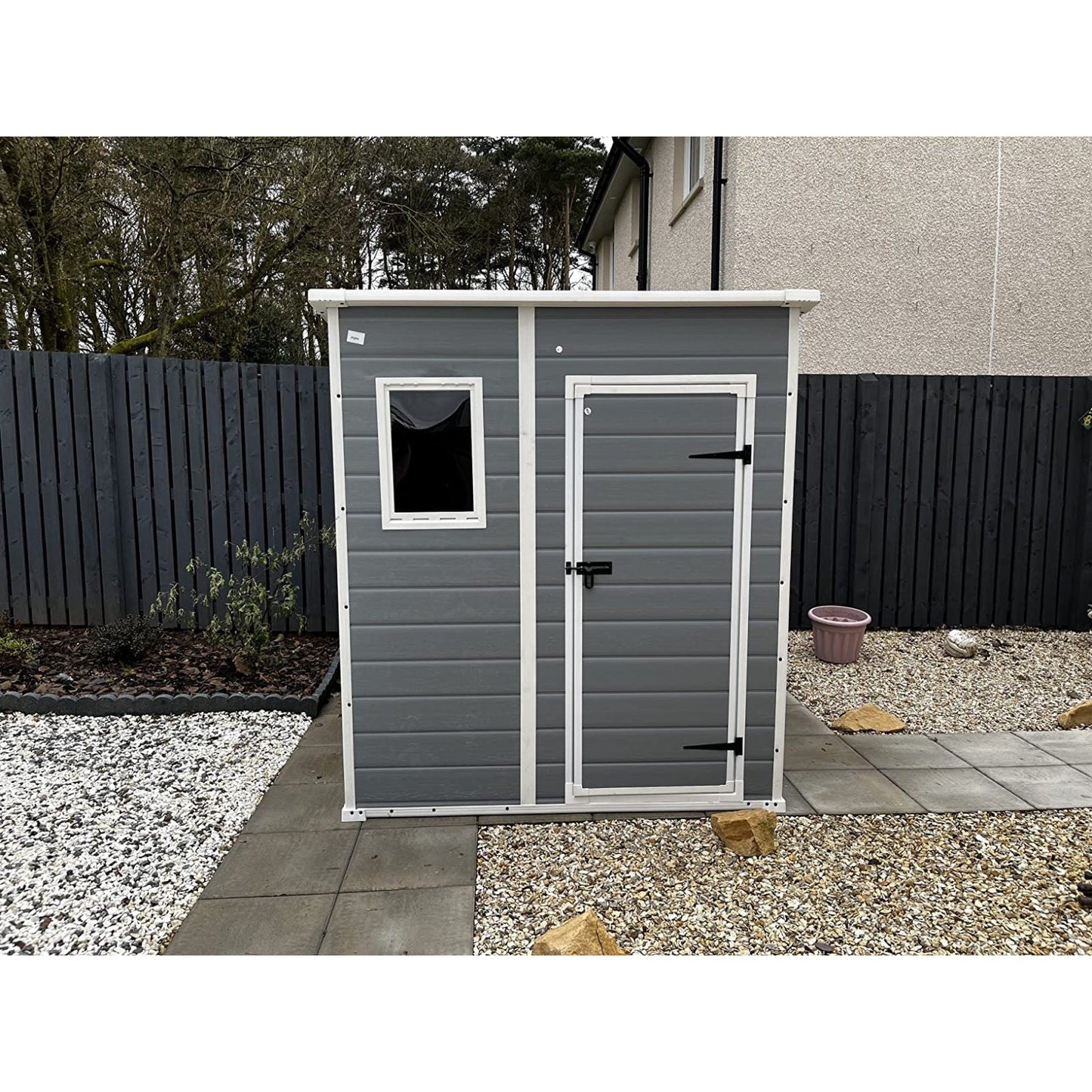 Keter 6×6 Manor Plastic Pent Garden Storage Shed – Grey