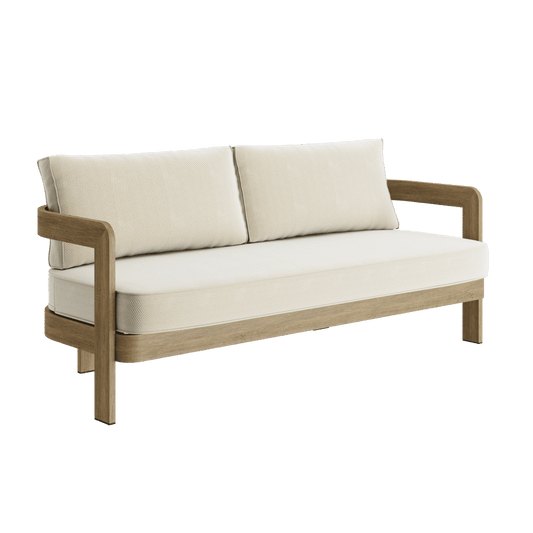 N3 Oak Three Seater Sofa – Pearl Herringbone