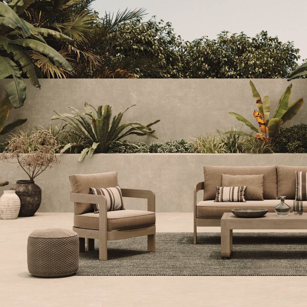 N3 Oak Three Seater Sofa – Wheat Canvas
