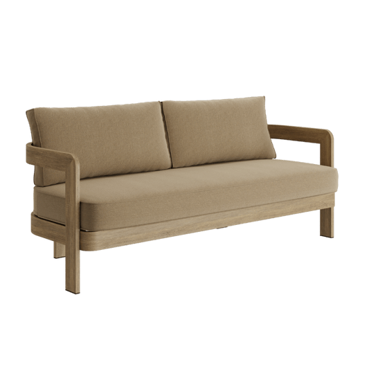N3 Oak Three Seater Sofa – Wheat Canvas