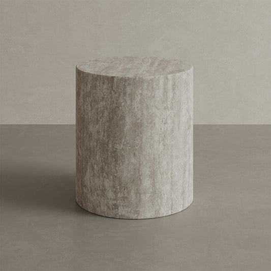 Porto Travertine Side Table – White