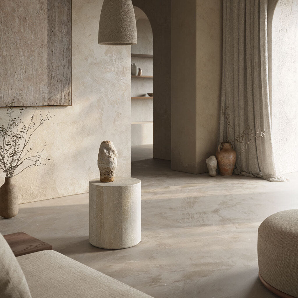 Porto Travertine Side Table – White