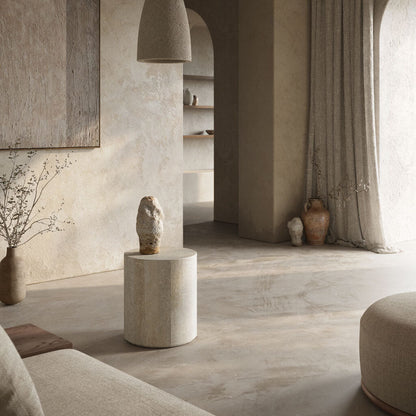 Porto Travertine Side Table – White