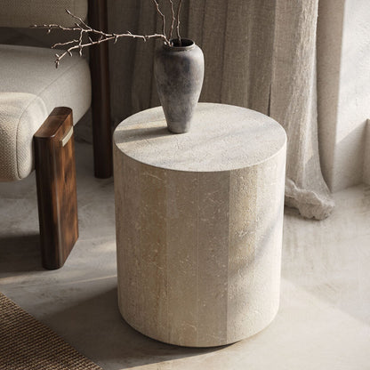 Porto Travertine Side Table – White