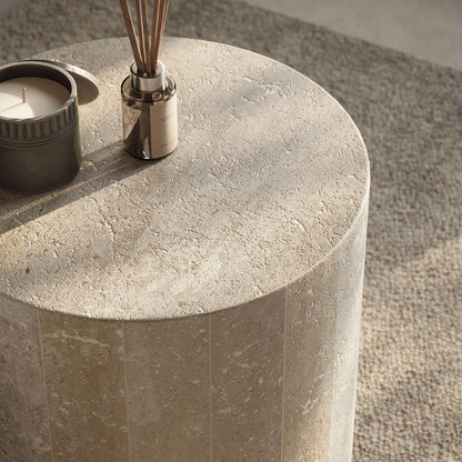 Porto Travertine Side Table – White