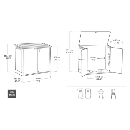 Keter Store It Out Nova 880L Storage Box with Pistons – Dark Grey with Light Grey Lid