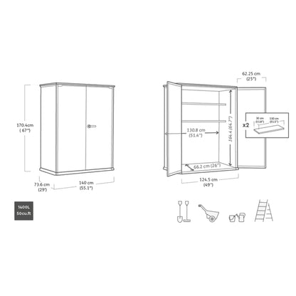 Keter 4×2 Cortina Alto Heavy Duty Vertical Plastic Garden Shed with Shelves